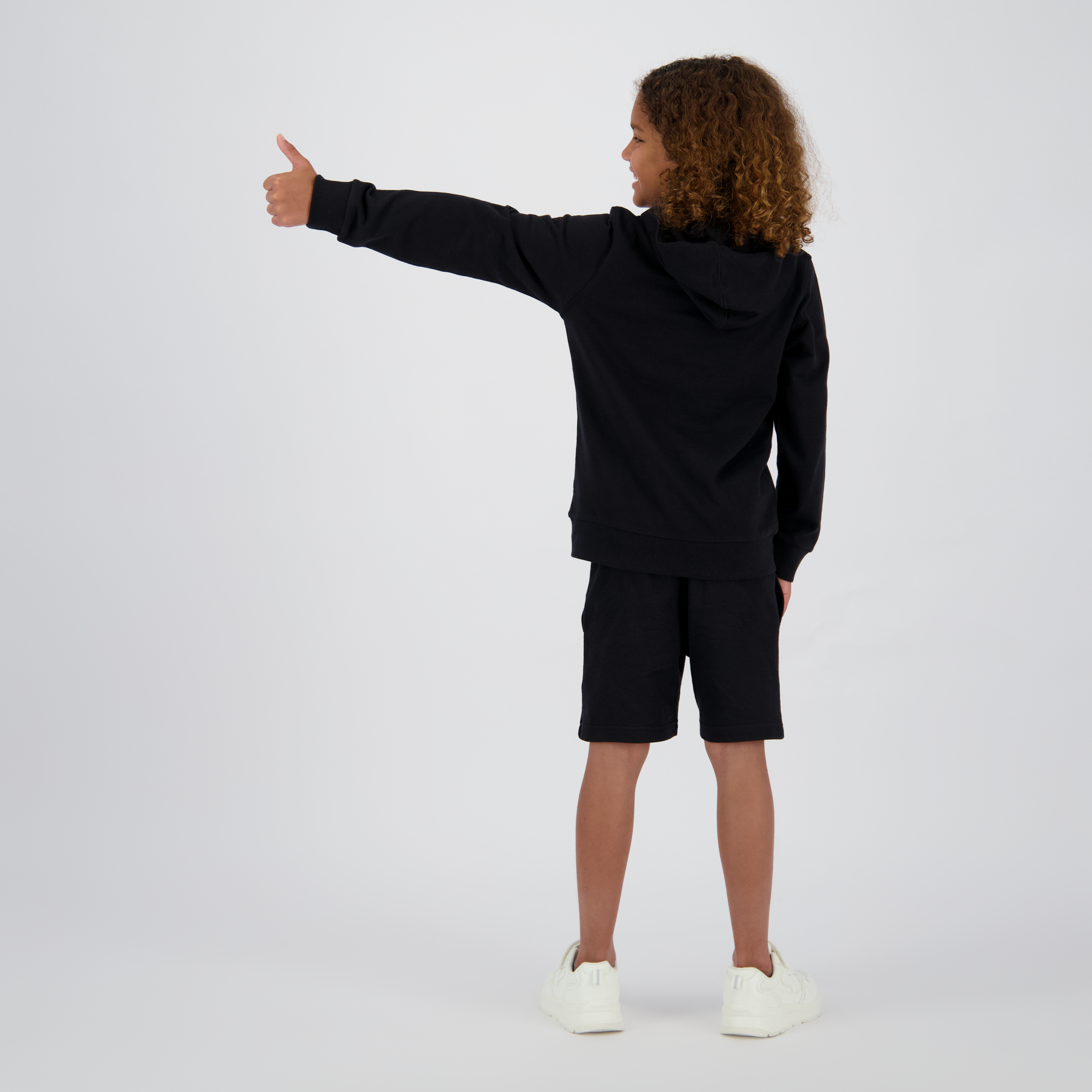 Poleron Cerrado Con Gorro Niño Logo Negro Messi